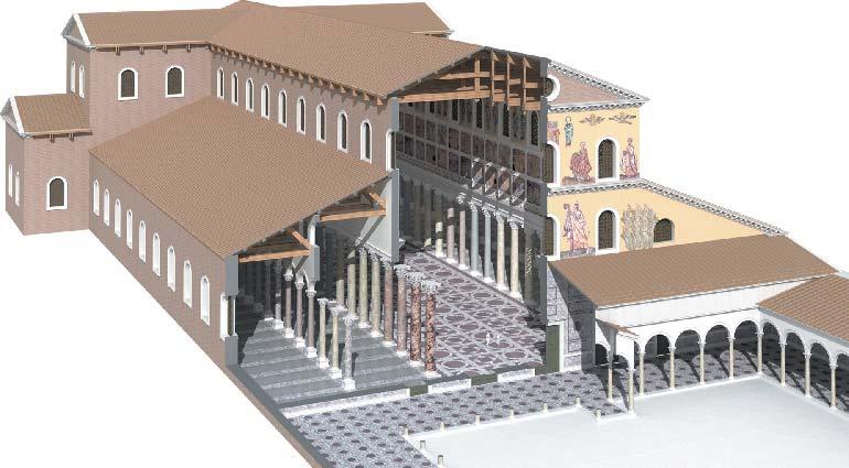 Figure 8-9 Restored cutaway view (top) and plan (bottom) of Old Saint Peter s, Rome, Italy,