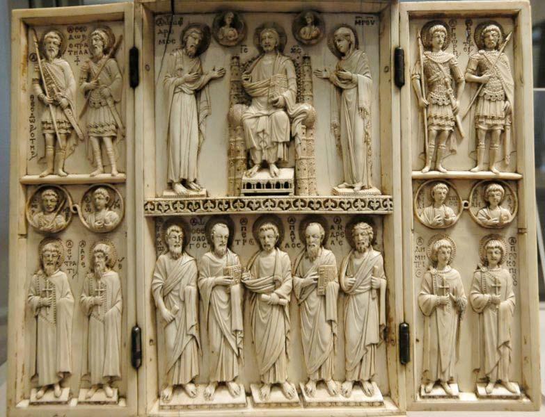 The Harbaville Triptych is a Byzantine ivory triptych of the middle of the 10th century with Christ in Majesty and other saints, now in the Louvre.