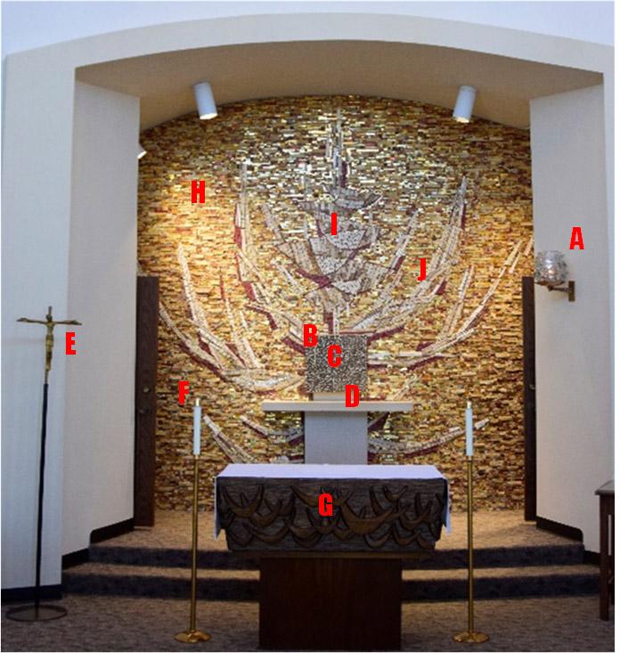 August 28, 2016 Eucharistic Chapel The room where the tabernacle is located if not in the sanctuary. St. John Vianney s Eucharistic Chapel is called the Blessed Sacrament Chapel.
