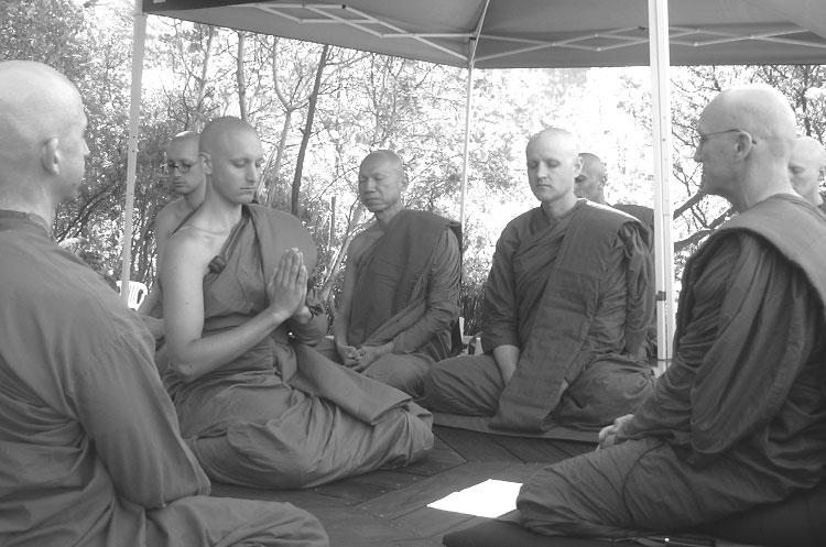 FROM THE MONASTERY Monastery photo COMMUNITY Bhikkhu ordination ceremony of Ven. Ñaniko The time since the end of the winter retreat has been one of comings and goings.