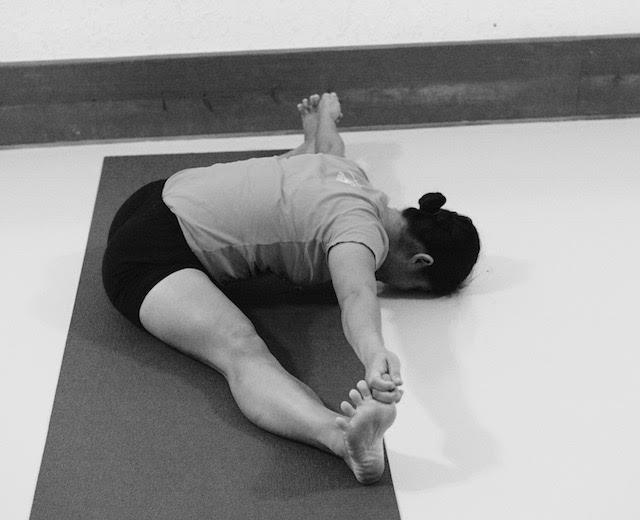 Upavishtakonasna Wide-Angle Seated Forward Bend Pose Sit in Dandasana and spread the legs out to the sides evenly.