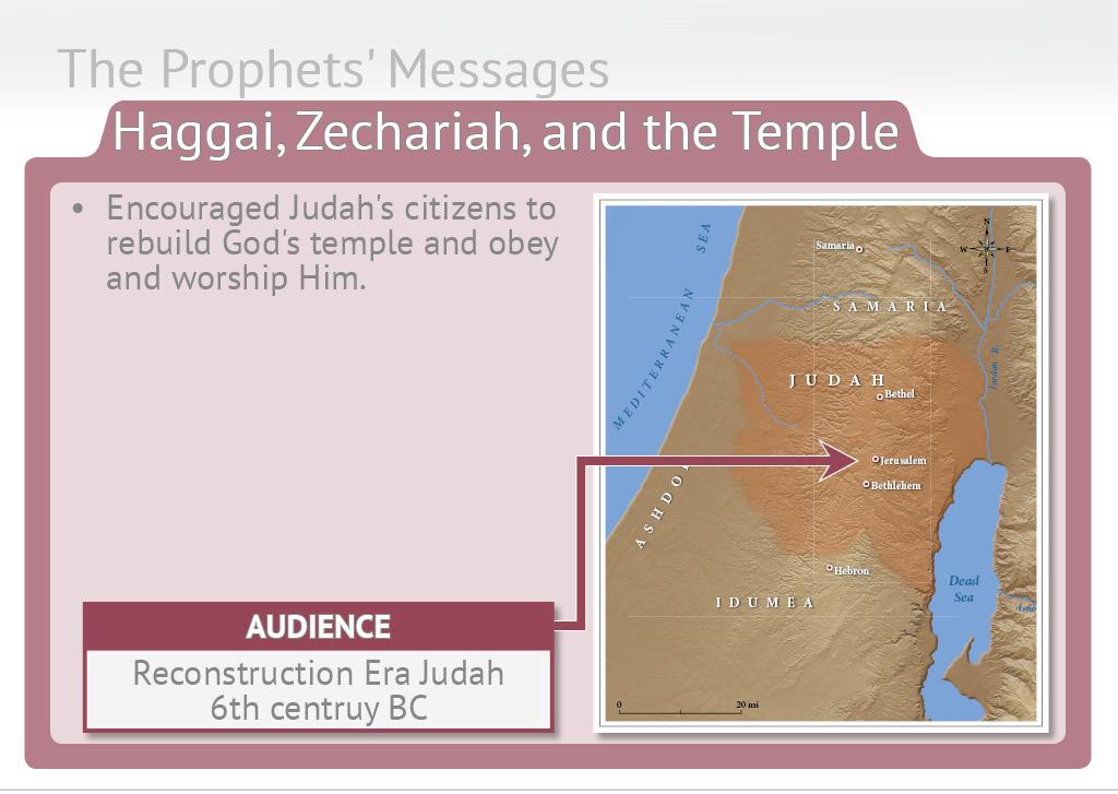 Haggai, Zechariah, and the Temple Haggai and Zechariah ministered during Judah s time of reconstruction.