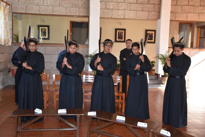 Rafael Vivanco, Master of Novices; Noe, Daniel, Alejandro, Juan Carlos, Eulises and Fr.