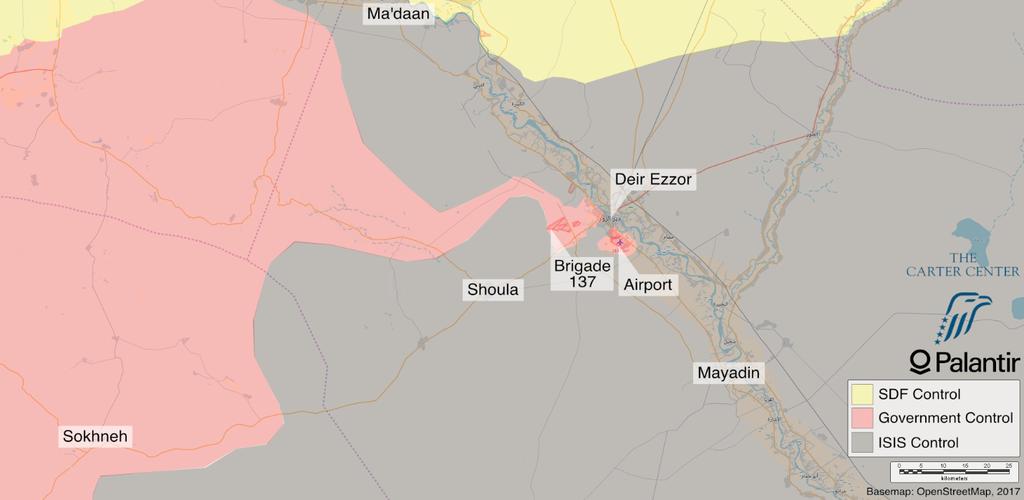 Eastern Syria campaign On September 5, a large pro-government force continued its offensive out of northeastern Homs and reached besieged allies in Brigade 137 and northern Deir Ezzor, which has been