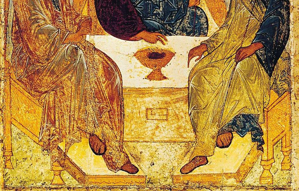 9-35: ANDREI RUBLYEV, Three angels,old Testament Trinity C 1410,tempera on wood Cue Card Byzantine