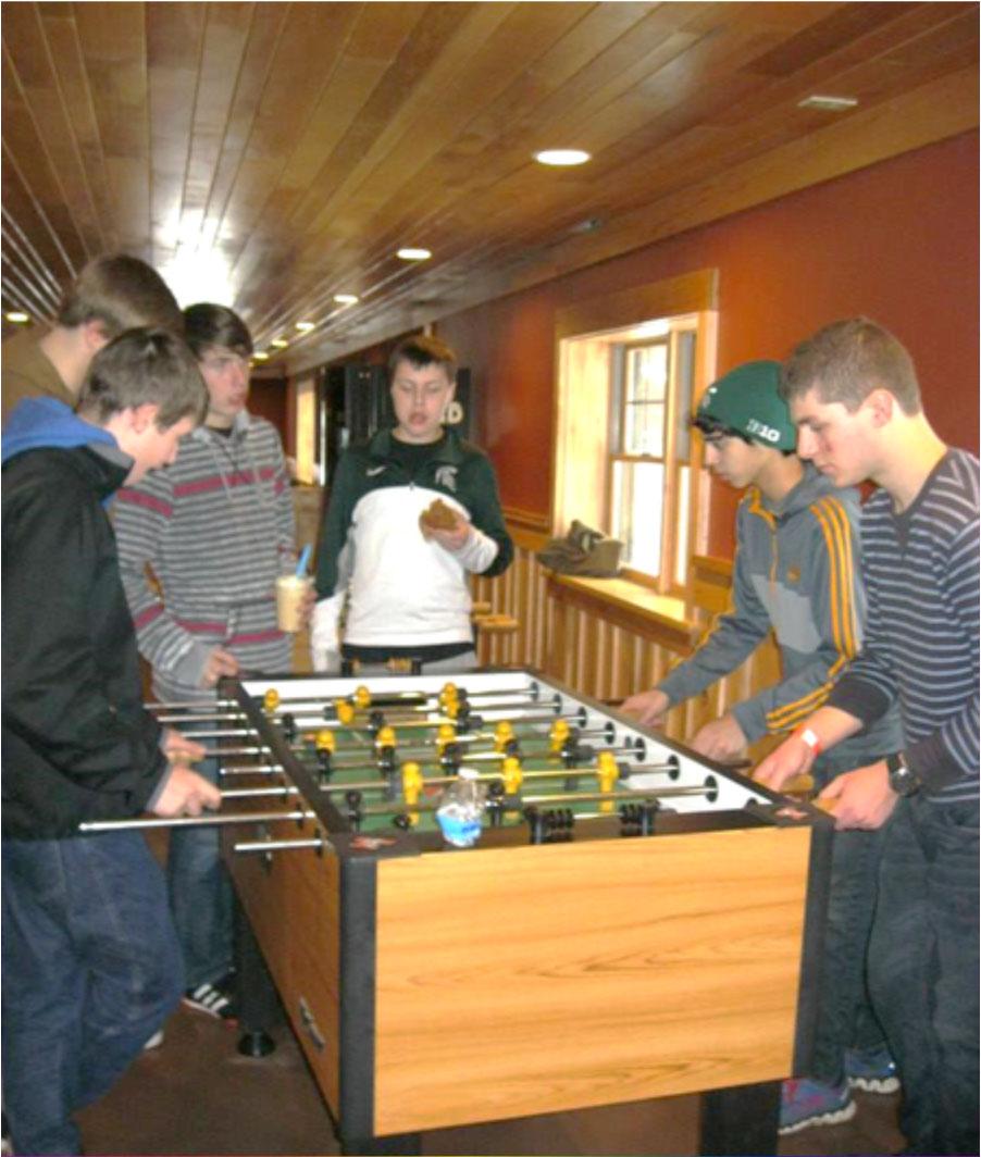 The Feast of Corpus Christi Page 3 Indoor games include pool, foosball, ping -pong and air hockey. There is a room where teens can sit and hang-out and just socialize.