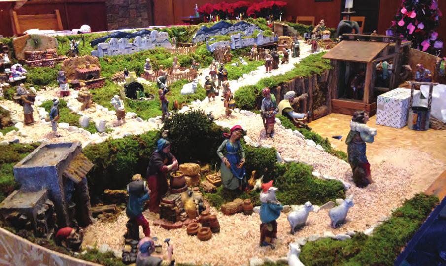 This is a classic Italia presepio, a elaborate ativity scee, brought to life at St. Adrew Church by Msgr. Matthew Berelli.