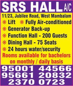 For more details, call Dr. Arunachalam in 96771 03566. MAMBALAM TIMES: Ashok Nagar - K.