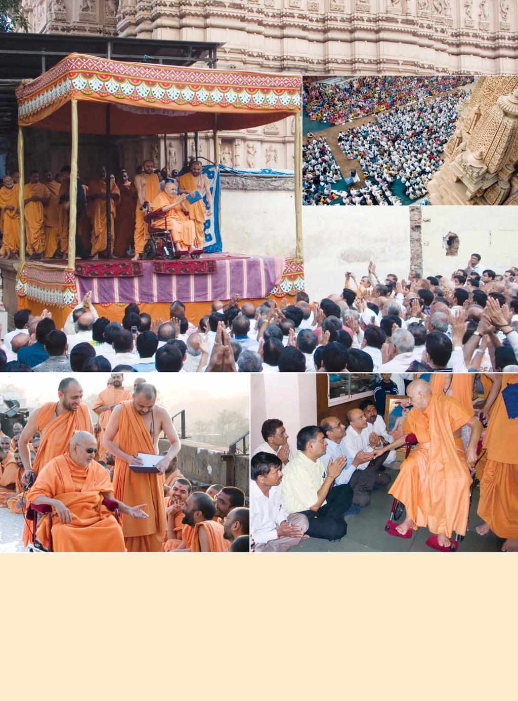 1 SWAMISHRI IN MUMBAI January 2008 1. Swamishri blesses the devotees who have come to the mandir for morning darshan. Inset: View from above of devotees seated on the mandir grounds. 2. During his morning rounds on the mandir terrace Swamishri shares light moments with the sadhus.