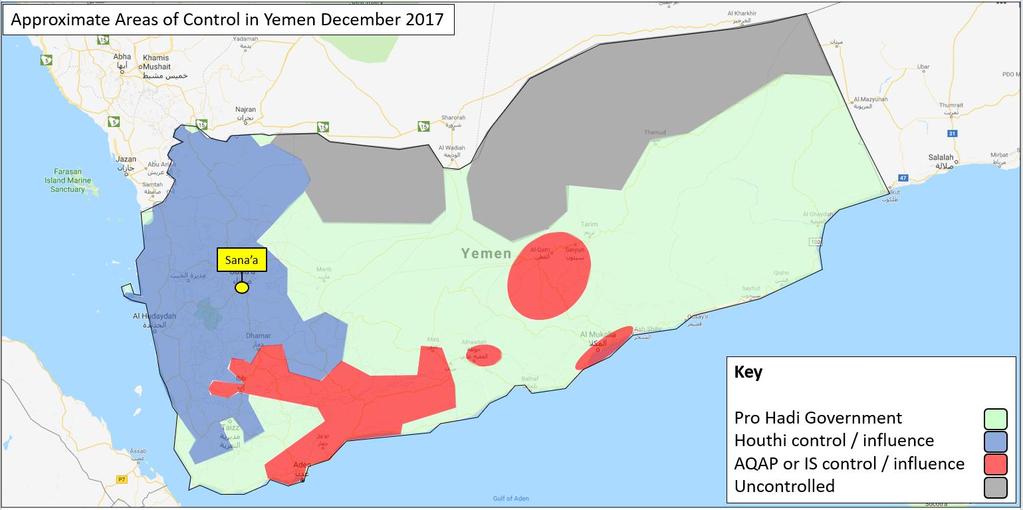 Terrorism AQAP (al-qaeda in the Arabian Peninsula) and IS (Islamic State) have taken advantage of the chaos in Yemen by taking over territory in the south and have also been responsible for numerous