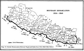 5. DISPUTES AND CONFLICTS BETWEEN NEPAL AND INDIA During the British India period, British Surveyors had erected masonry (Jumbo) pillars with a distance of 5 to 7 Miles.