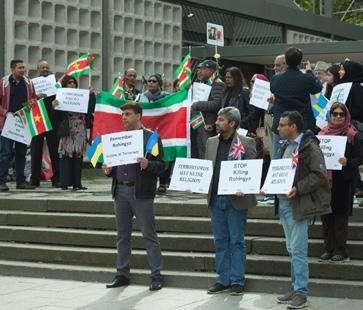 (SIV) Suriname at the Demonstration with placards.