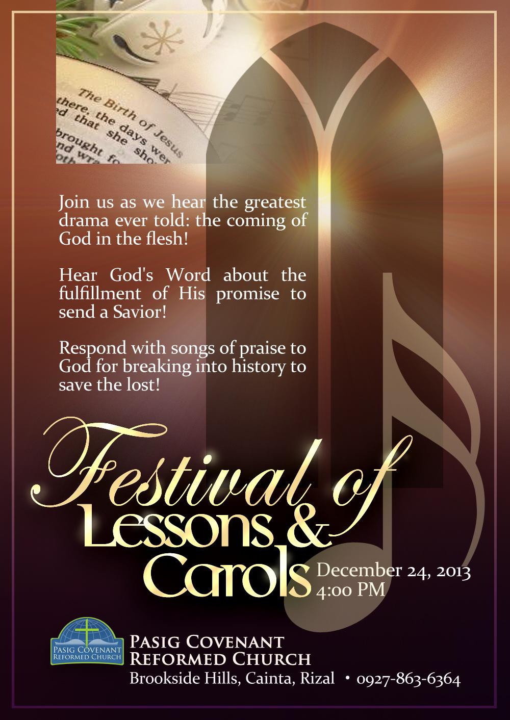 About Our Festival of Lessons & Carols Welcome to our annual Festival of Scriptures & Songs service.