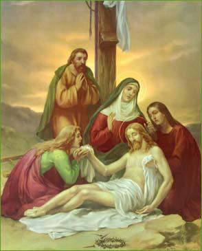 The Thirteenth Station: Jesus is taken down from the cross The Second Station: Jesus is made to bear his cross Mary experienced the pain of holding her dead Son.