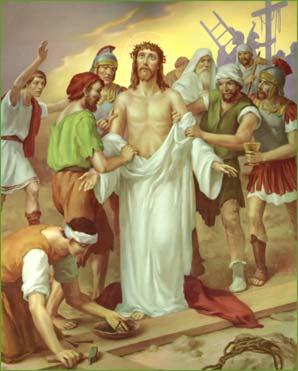 The Fifth Station: Simon the Cyrenian helps Jesus carry his cross The Tenth Station: Jesus is stripped of his garments Many watched the Lord suffer. Simon the Cyrenian helped alleviate that suffering.