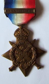 The 1914 Star was awarded to those who served in France and Flanders between 5 th August