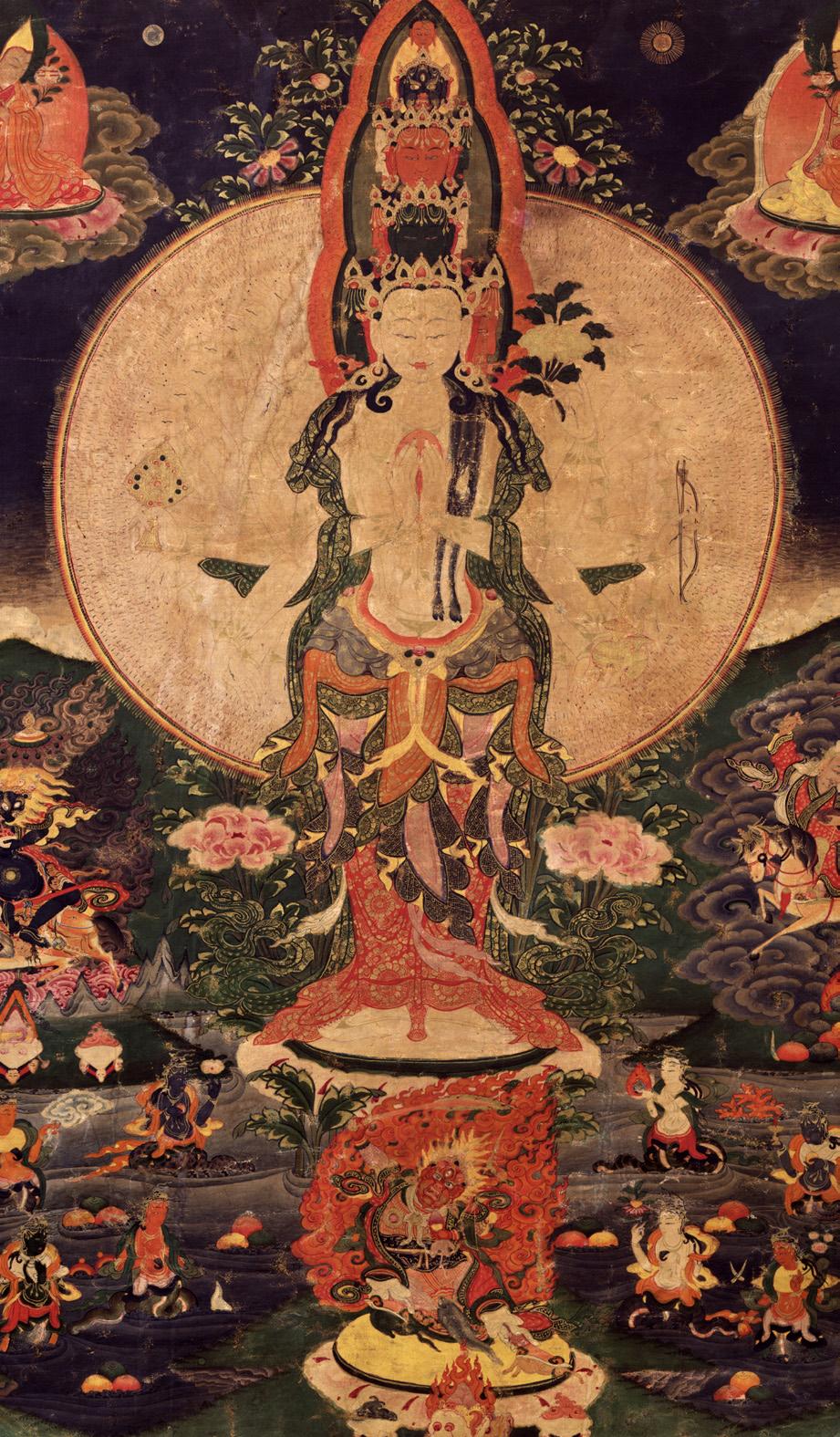 Thousand-Armed All-Seeing Lord Sahasrabhujalokeshvara Avalokiteshvara Tibet; 18th century Pigments on cloth Rubin Museum of Art F1996.31.