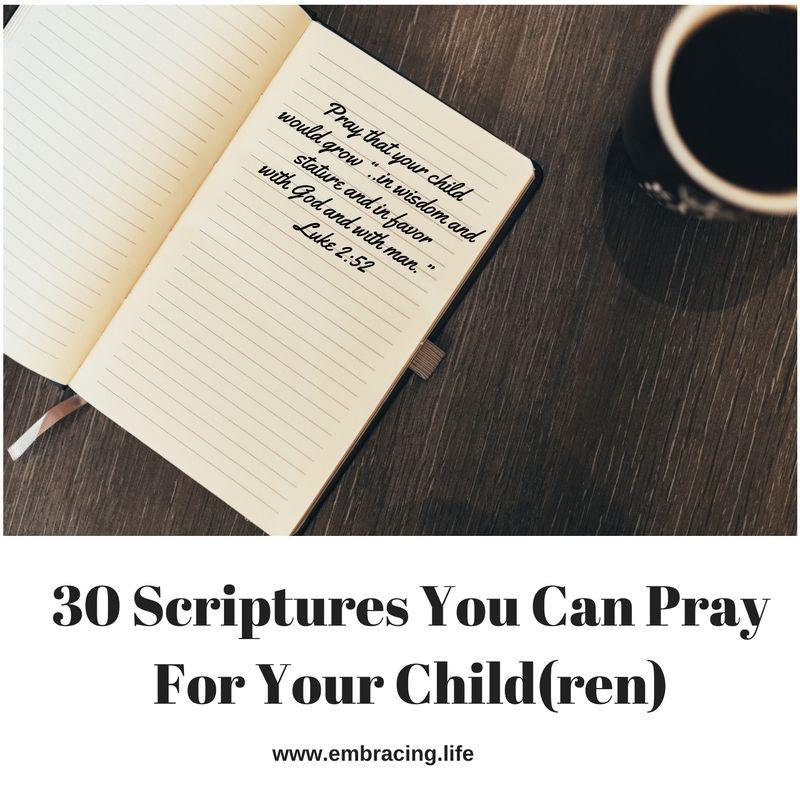 By Jenn Soehnlin This list is by no means all that you can be praying for your child. This list is in no particular order. Simply use it as a springboard to help you pray for your child.