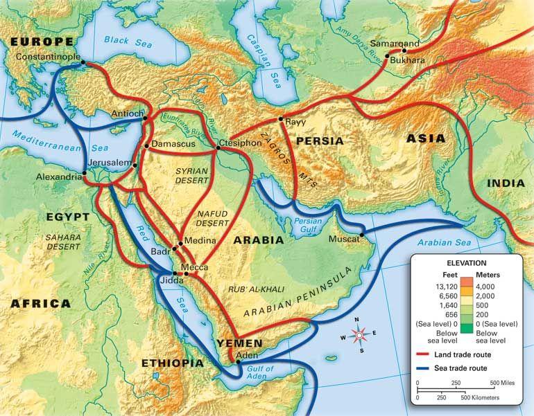 Crossroads of Trade and Ideas By the early 600s, trade routes connected