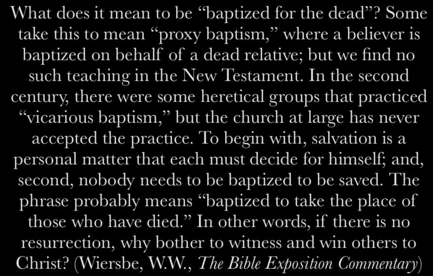 Baptism of the dead What does it mean to be baptized for the dead?