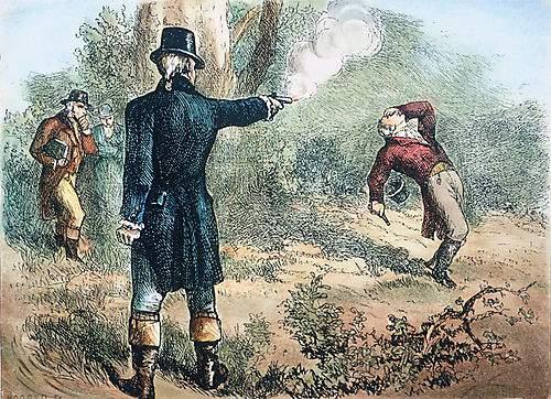 Hamilton fired first, he missed, and Burr fired a bullet into Hamilton s body. The bullet went into Hamilton s abdomen in the area of his right hip.
