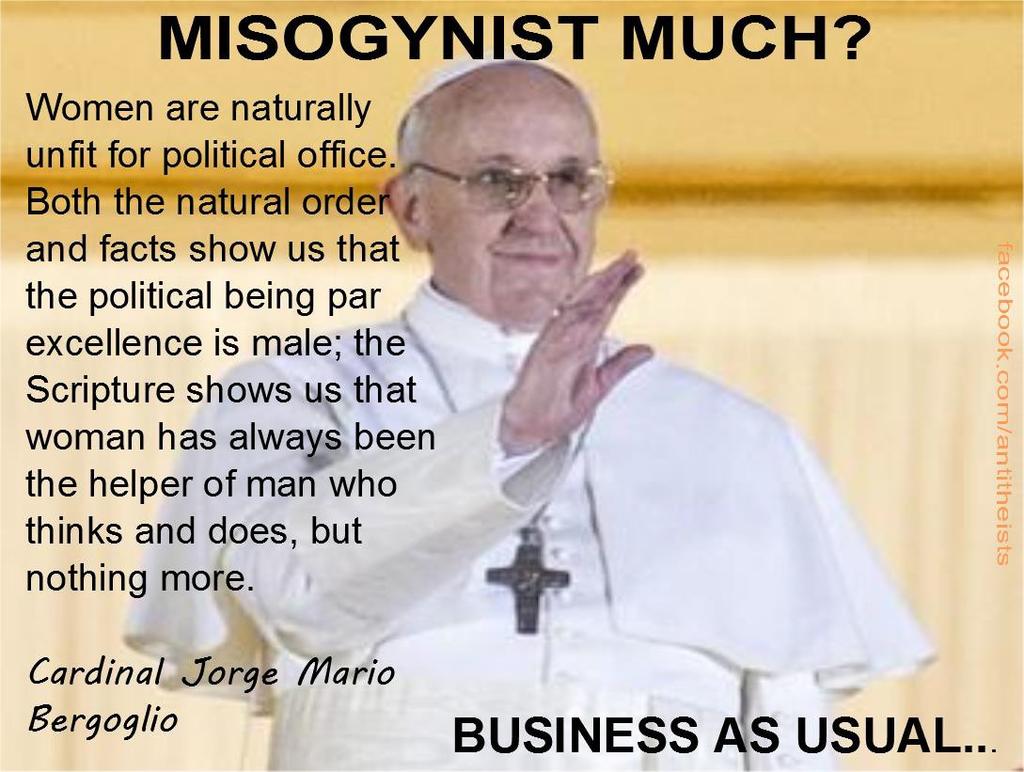 The pontiff said women couldn't be ordained as priests, because the issue had been definitively settled by Pope John Paul II.