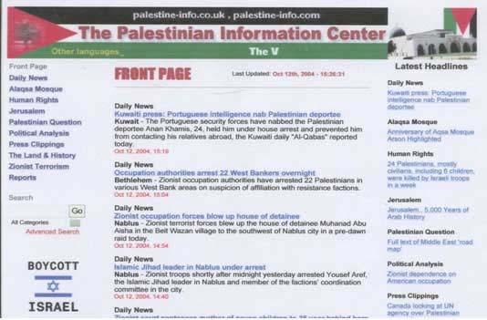 Appendix B Website: http://www.palestine-info.co.uk 1. Website description: Hamas' official website in the English language.