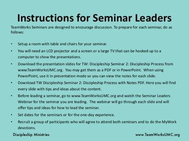 This gives you an overview of what you need to lead your seminar.