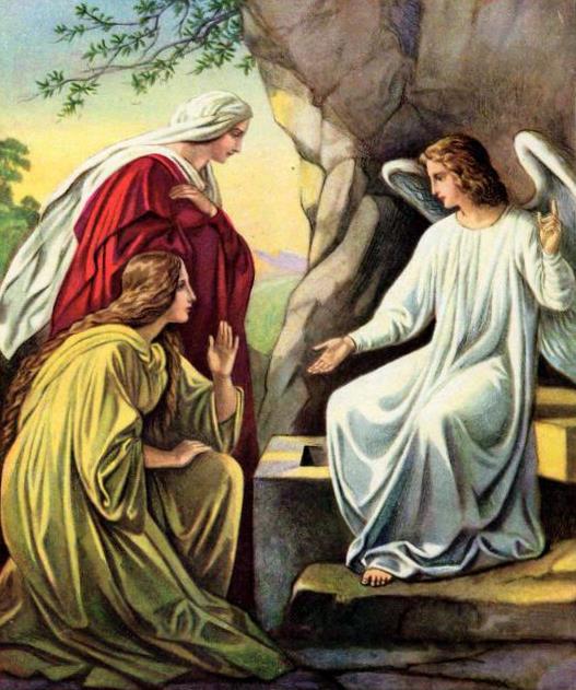 Mark 16:5-7 5 And entering into the sepulchre, they saw a young man sitting on the right side, clothed in a long white garment; and they were affrighted.