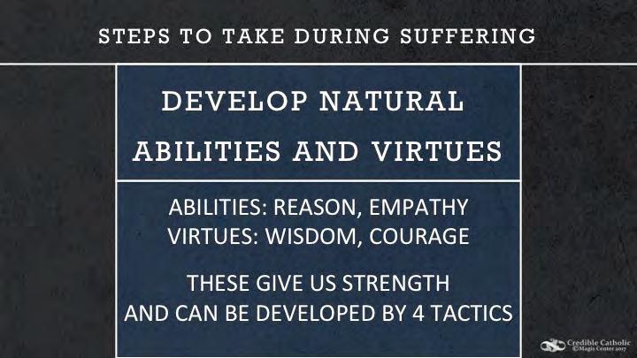 joy. SLIDE 61- CHAPTER 3: What to Do When Suffering Comes There are two steps we can take to reduce the negative effects of