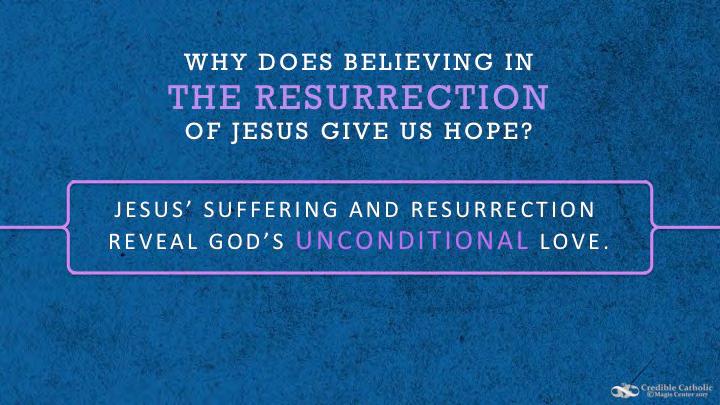 SLIDE 7 Why does believing in the Resurrection of Jesus give us hope in our own resurrection and the possibility of eternal life with God?