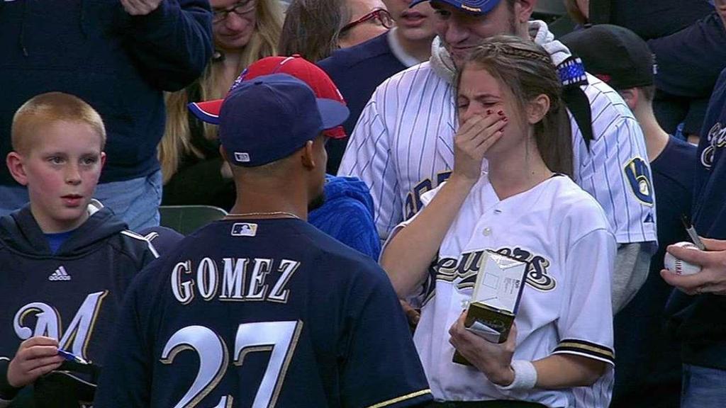 Crying fan: Brewers' Gomez is 'my idol 'Every time