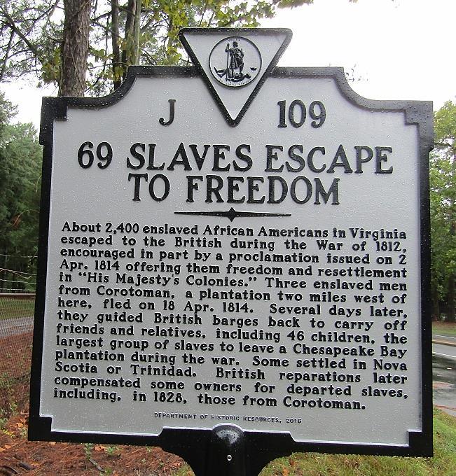 Society Joins With the Unveiling of a New Virginia Highway Marker 69 Slaves Escape to Freedom October 1, 2016 A new Virginia highway