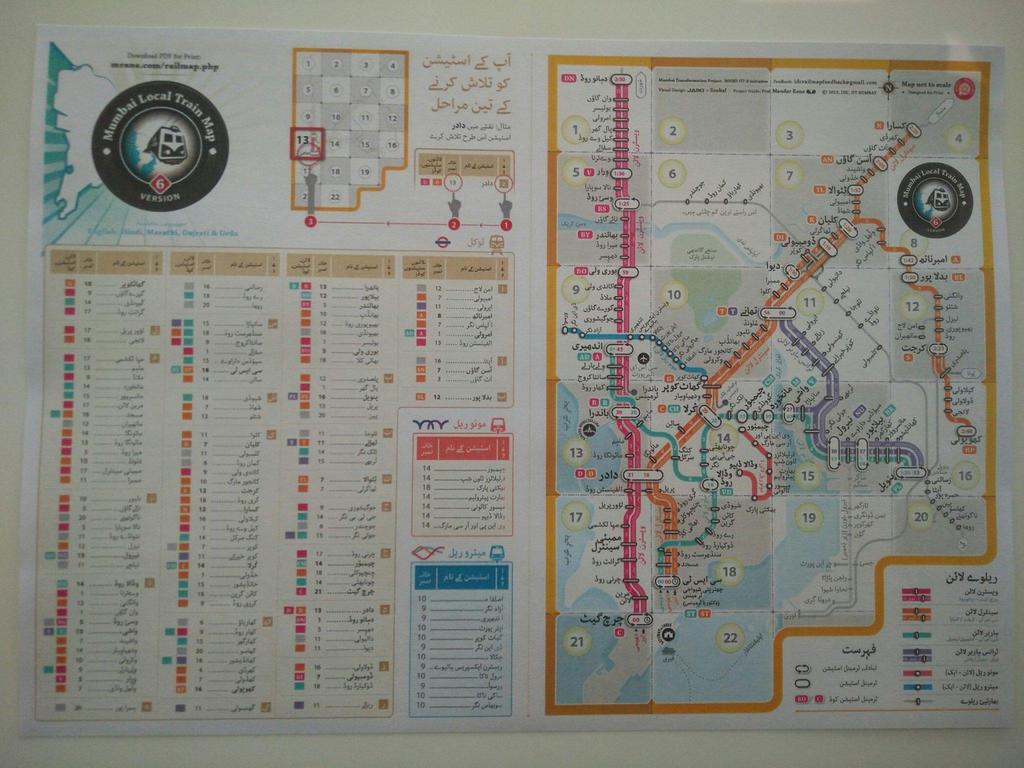 Map of Mumbai local train in Urdu Carrière des