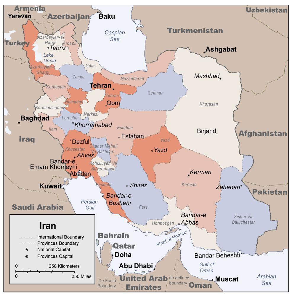 Figure 2. Map of Iran Source: Map Resources. Adapted by CRS (April 2005).