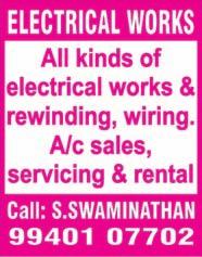 Page 6 CLASSIFIED ADVERTISEMENTS Advertise in the Classified Columns: Mambalam-T. Nagar & Ashok Nagar- K.K. Nagar Editions: Rs. 400 (upto 30 words); Bold letters: Rs. 600 Display: Rs.