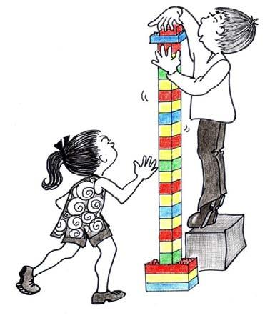 Children work in pairs to build the tallest tower possible. Think about these things: What will cause your tower to fall?