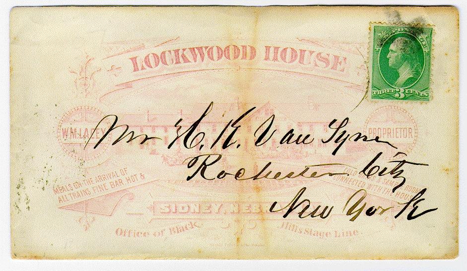 Lockwood House - Sidney, Nebraska Office of Black Hills Stage Line The enclosed letter, datelined Mar 15, 1882, is shown below.