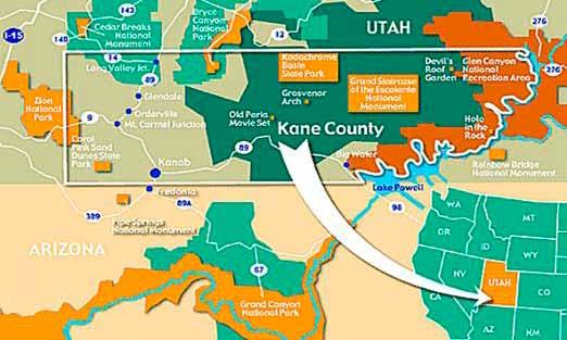 Local Facts: Kanab means place of the willows in Paiute. Kane County is well known for its slot canyons and ancient Indian rock art.
