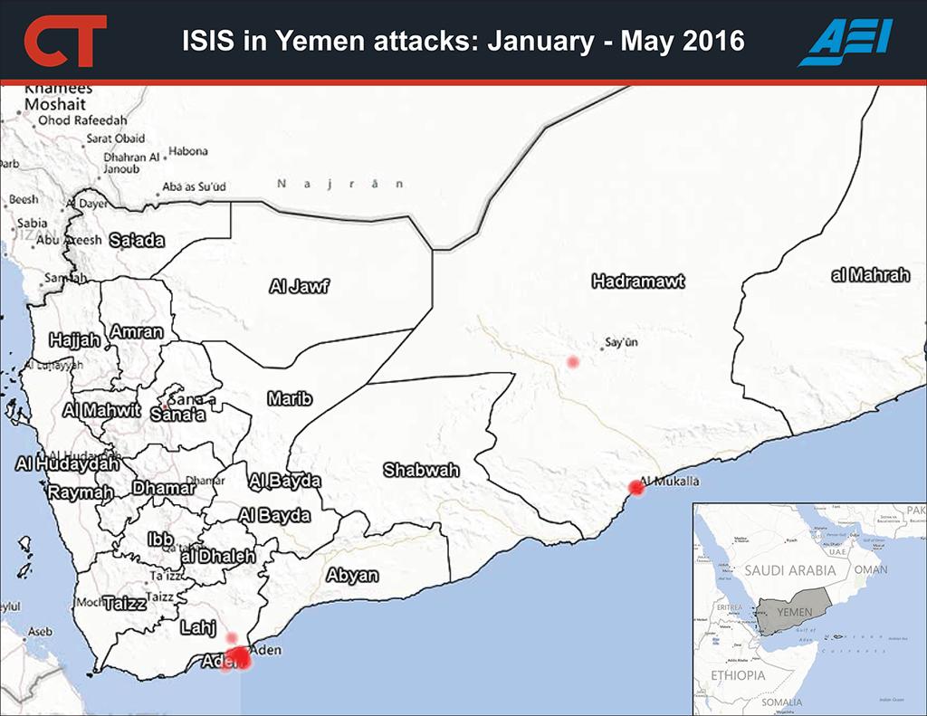 Figure 5: IS attacks in Yemen between January and May 2016 Source: Zimmerman and Diamond, 2016 Relationship with other groups IS and AQAP are in direct competition with one another for both support