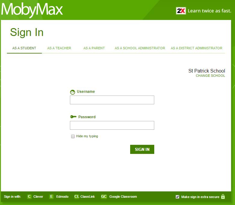 Moby Max Login Information (OPTIONAL ASSIGNMENT) Go to