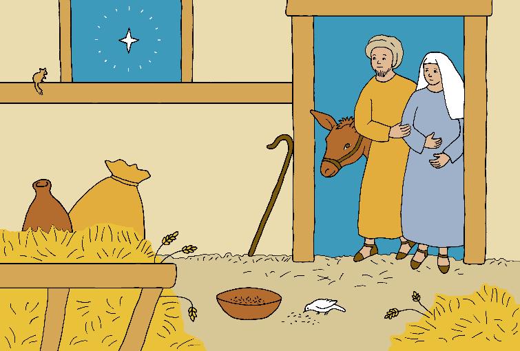 There were lots of extra people in Bethlehem, who also came to be registered. All the guest rooms were full of these visitors, and Joseph and Mary could not find a room.