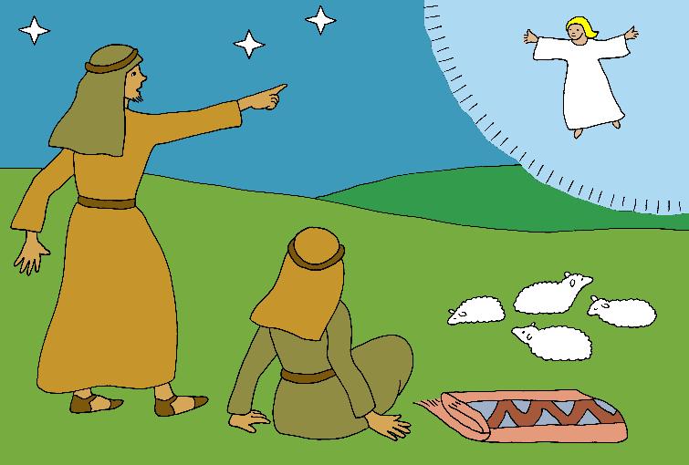 There were shepherds in the fields at night, looking after their sheep. They had to keep watch all the time, against wild animals and robbers, or to help any sheep that got hurt.