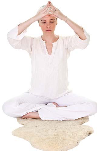 21 STAGES OF MEDITATION B) Still in Easy Pose with the fingertips together, reverse the focus of the movement.