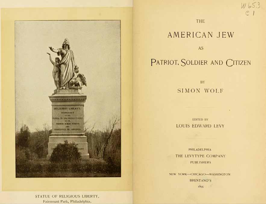 JEWISH CONFEDERATES AND JEWISH SOLDIERS Title page of The American Jew as Patriot, Soldier, and Citizen, published in 1895 In 1860, the total Jewish population in the United States was around 150,000.