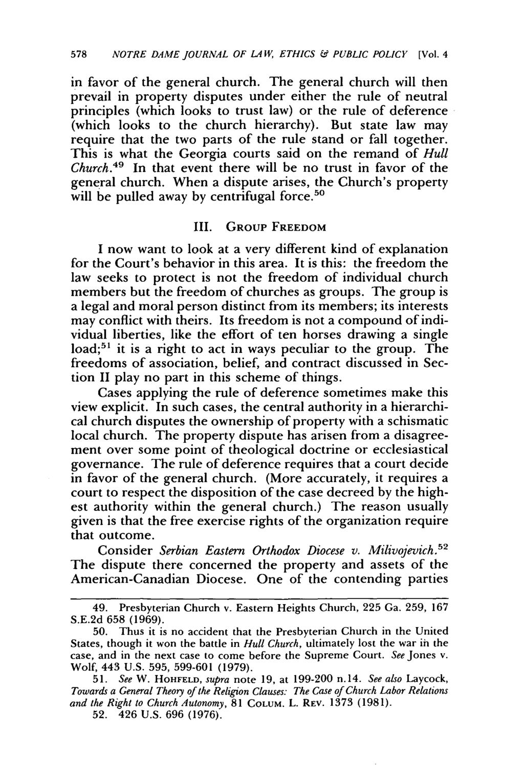 578 NOTRE DAME JOURNAL OF LAW, ETHICS & PUBLIC POLICY [Vol. 4 in favor of the general church.