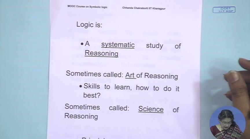 (Refer Slide Time: 00:59) bbbb A simple definition of logic is that it is a systematic study of reasoning.