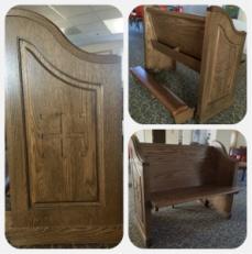 will coordinate with our new Altar furnishings. Refurbishing of benches that line the walls of the Sanctuary space.