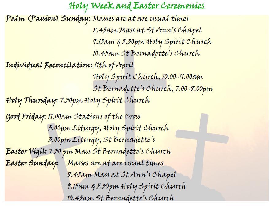 We look forward to celebrating Reconciliation on Thursday, May 18 th at St Bernadette's Church at 7pm and we pray for the children involved in this next stage of their faith journey.