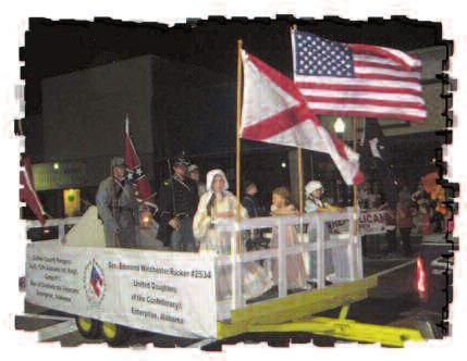 (Left) The SCV float is shown in the staging area beside the Depot Museum.